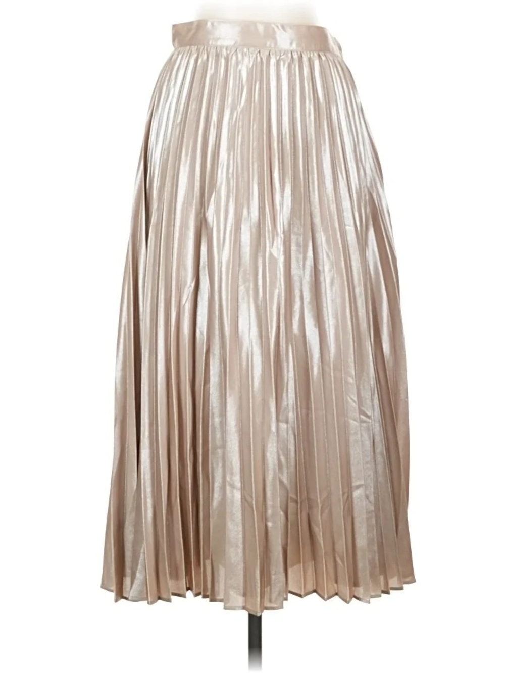 NWT LOFT Pleated Metallic Midi Skirt - Gold